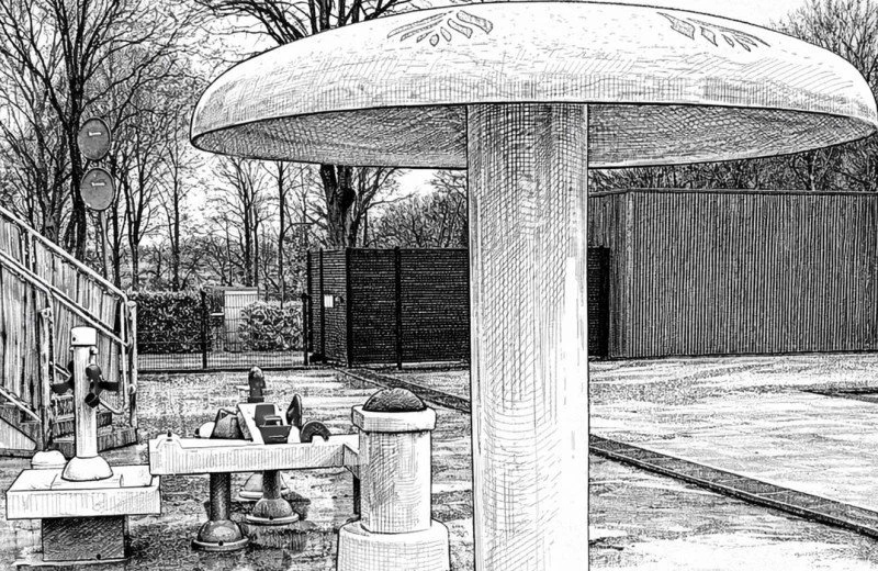 Schwimmbad-Upgrade: Pilz mit Wasserfall